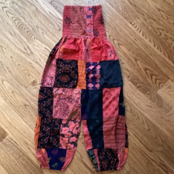 Unbranded Pants - VTG Hippie Patchwork Harem Boho Beach Festival Pants O/S Elastic Waist Gypsycore